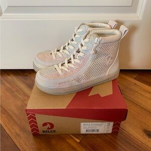 NEW BILLY Kids Classic Lace High-Tops - Rainbow Crackle White